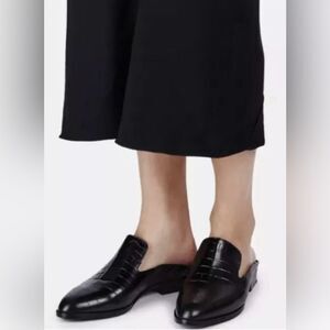 New Robert Clergerie Paris Alice open heel flat Mules loafers black croc EU 36.5